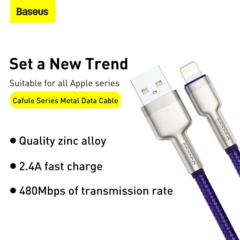 قیمت و خرید کابل تبدیل USB به لایتنینگ باسئوس مدل METAL DATA طول 2 متر